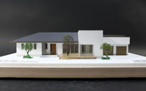 住宅模型 M邸 S:1/100 外部カラー；内部間取り白表現